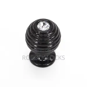 Ribbed Spherical Cabinet Knob With Crystal Accent