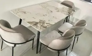 4seater Dining Chairs + Marble Wooden Table Top High Quality