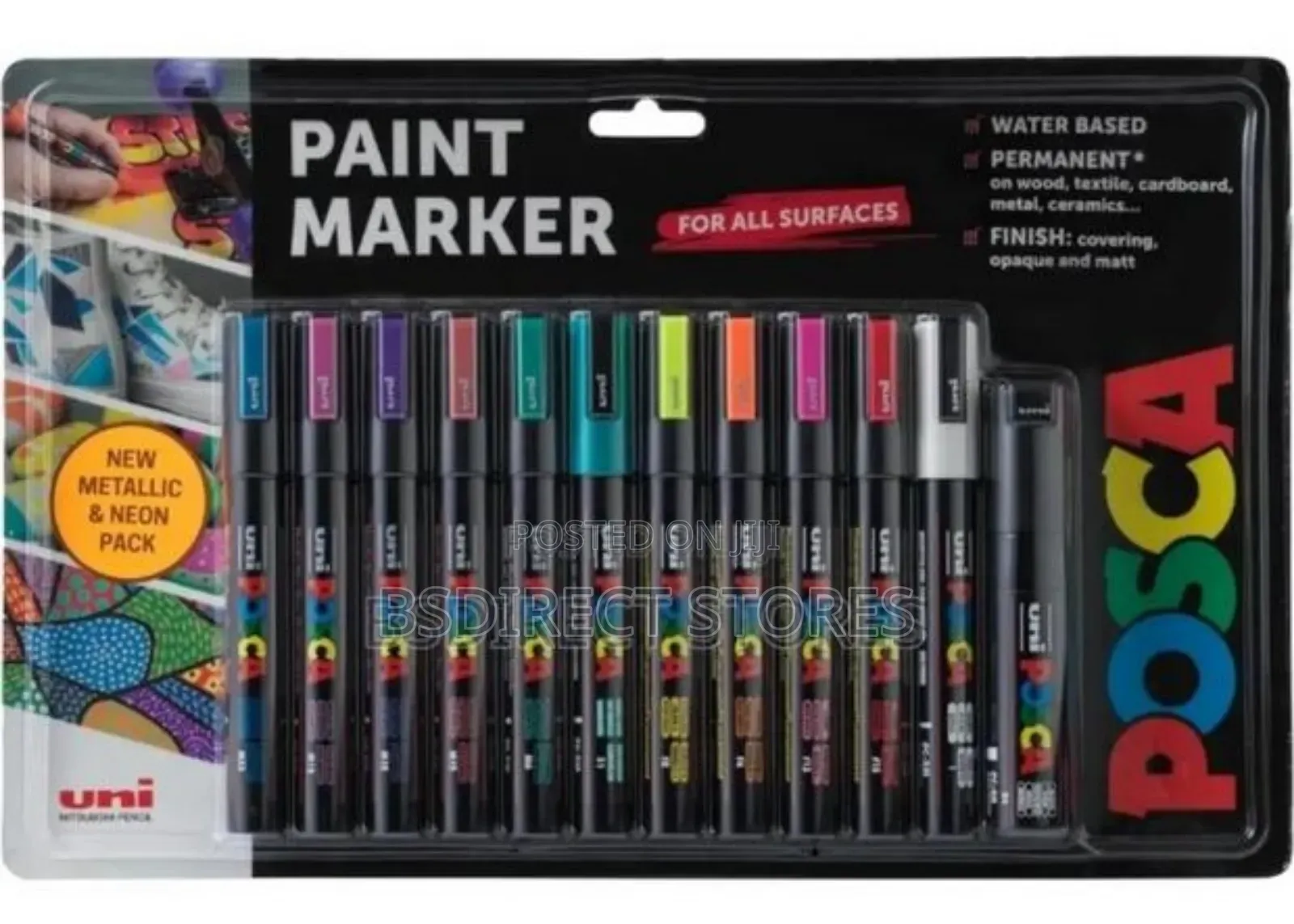 Posca 12 Piece Posca Blister Permanent Metallic/Neon Set