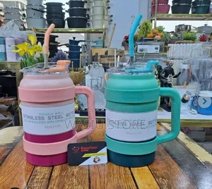 Double-Wall Insulated Stainless Steel Tumblers With Straws