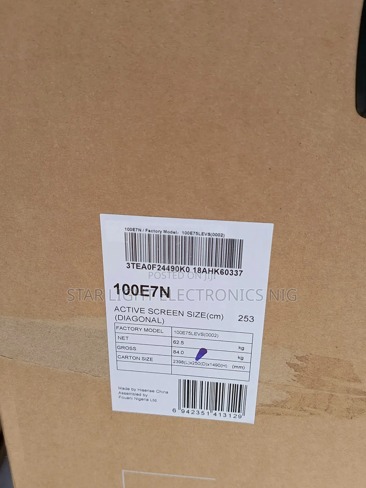 100 Inches E7 Qled Smart Hisense Tv