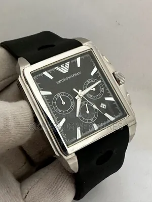Emporio Armani Chronograph Silver Rubber Strap Watch