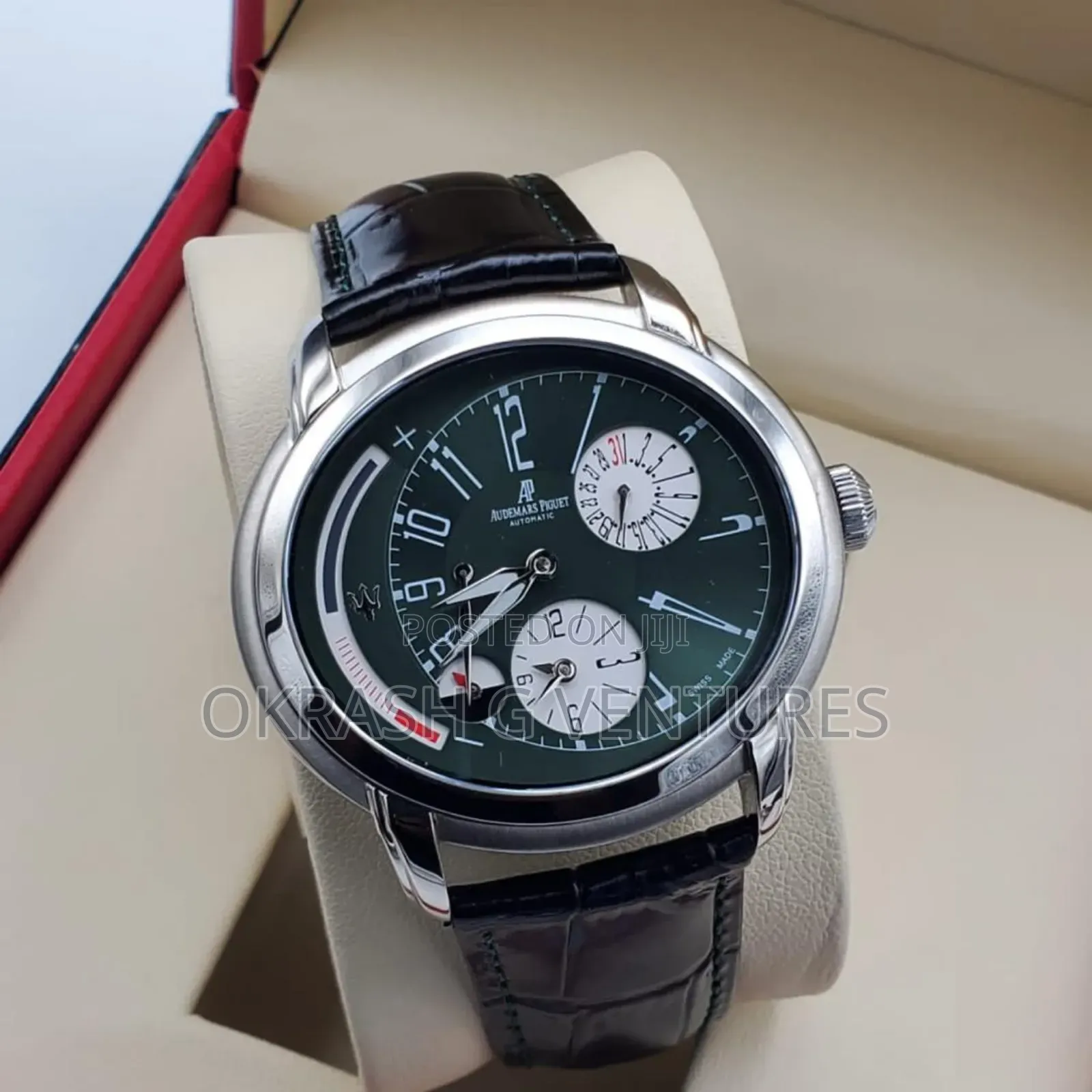Audemars Piguet (Ap) Automatic Rose Gold Leather Watch