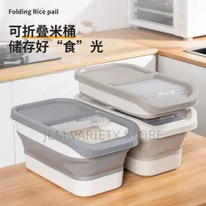 Collapsible Silicon Food Storage Bucket With Measuring Cup