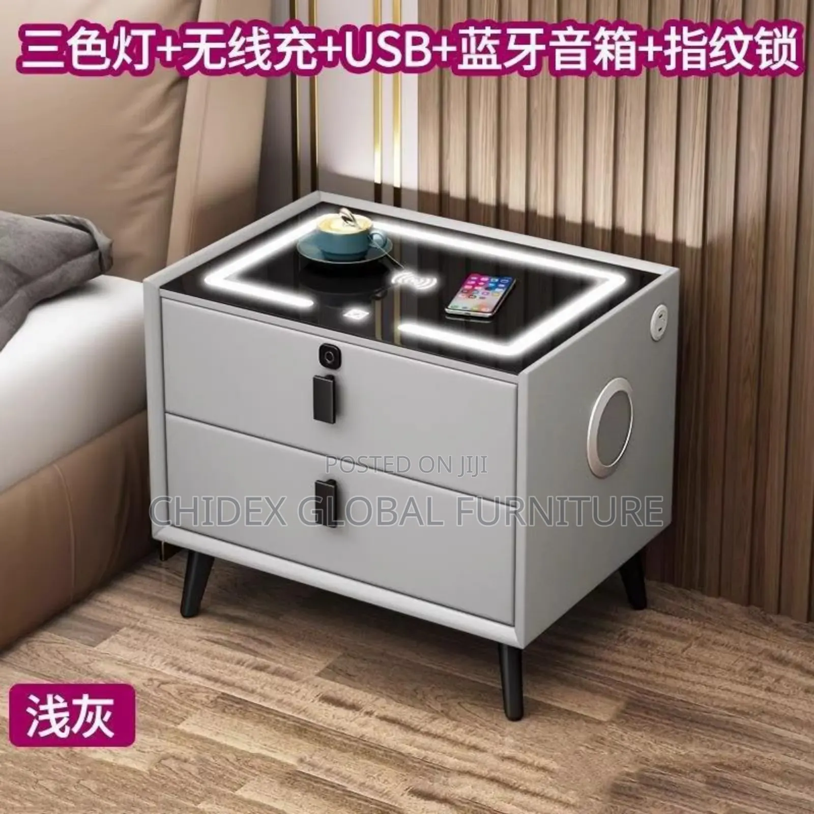 Side Bed Drawers With Bluetooth Speaker and Screen Charger