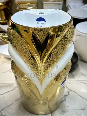 Gold+White Freestanding Wash Hand Basin