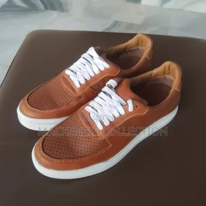Photo - Golden Brown Lowtop Leather Laceup Sneakers