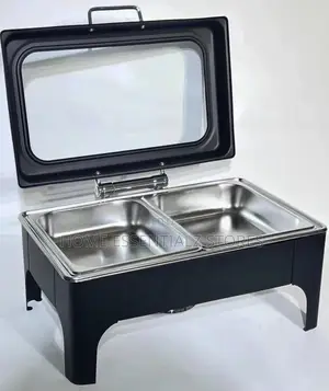 Double Slots Black Stainless Steel Chaffing Dish