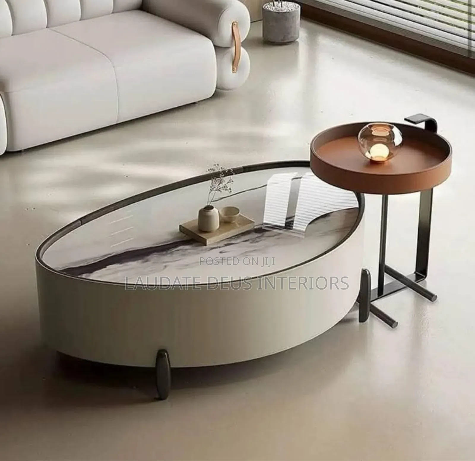 Contemporary 2 in 1 Marble Top Centre Table