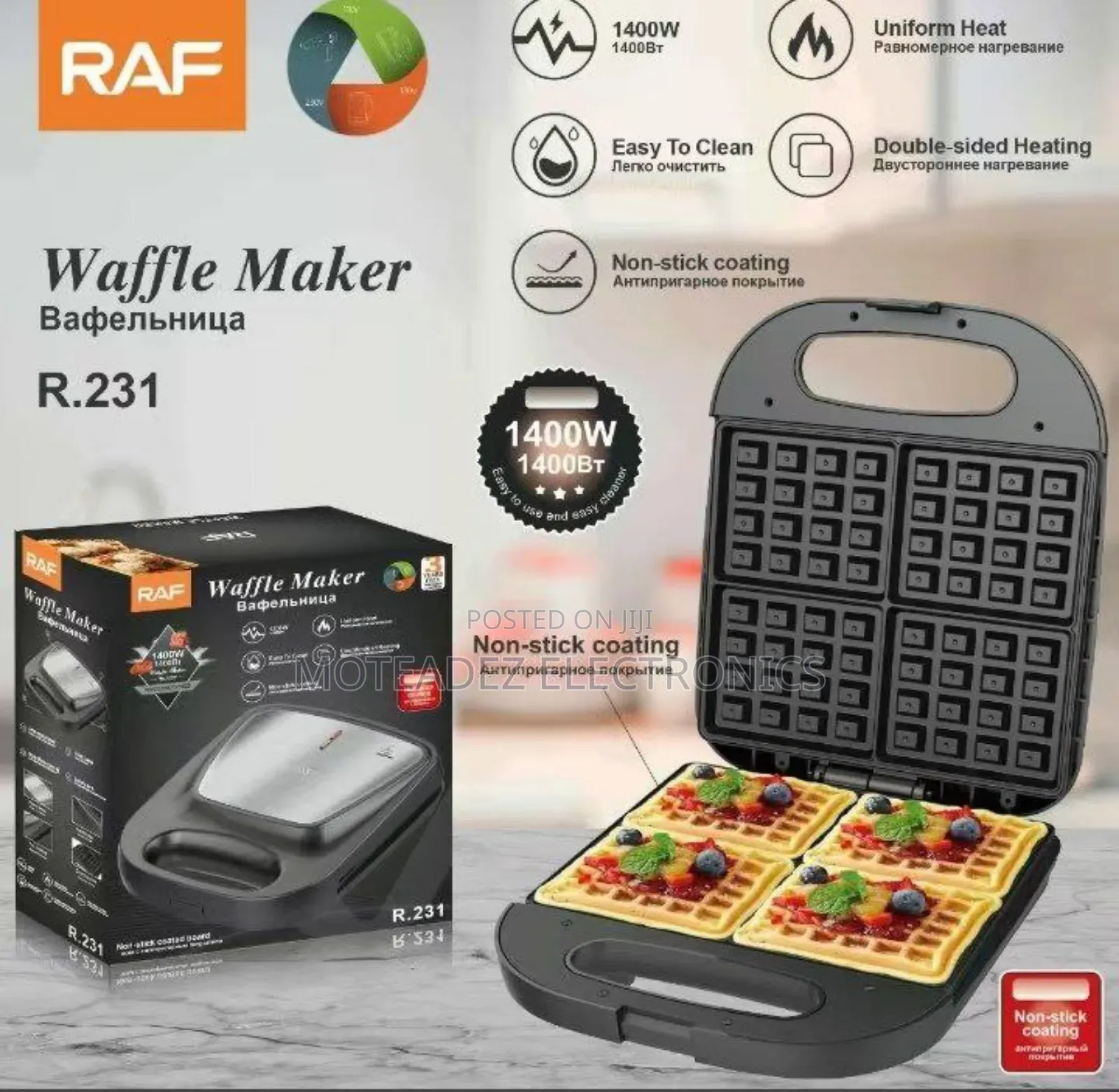 Raf 4 Slice 1400w High Quality Non Stick Waffle Maker