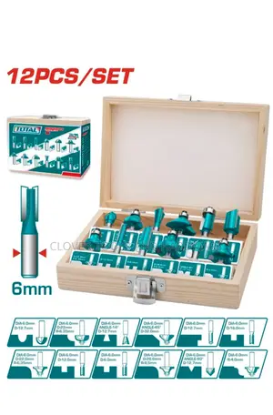 Total 12pcs Router Bits Set 6mm- Tacsr0121
