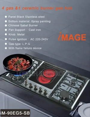 Image Gas Cooker Im-90eg5-Sb 
90x60cm |5bns | Ceramic Top