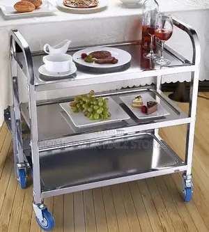 Pure Stainless Steel 3 Layers Food Trolley