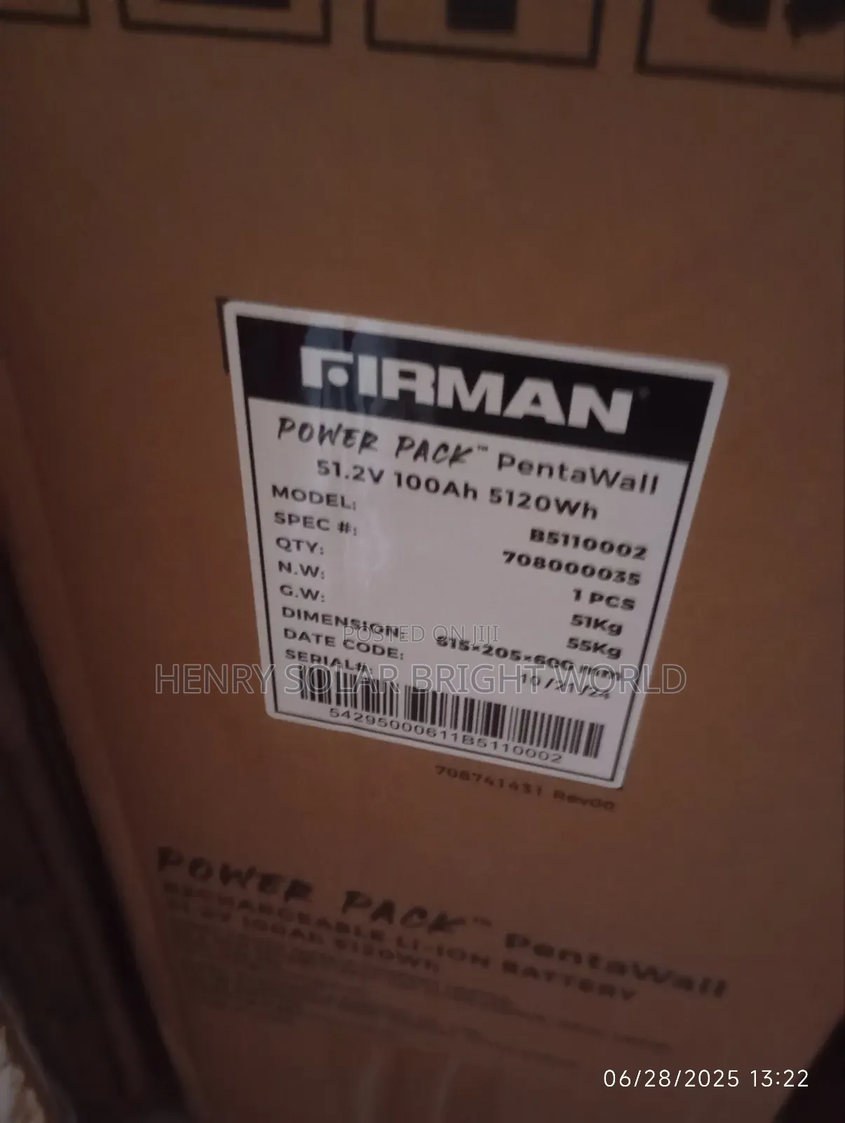 Firman 5kwh 51.2v Lithium Battery