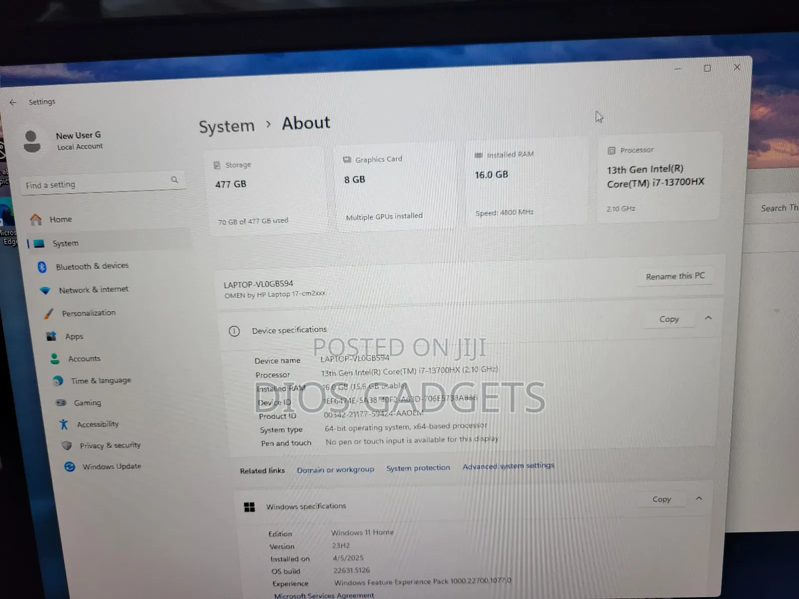 Laptop HP Omen 17 8GB Intel Core I7 SSD 512GB