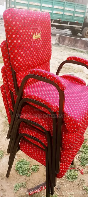 Patterned Church Chairs With Armrest And Logo