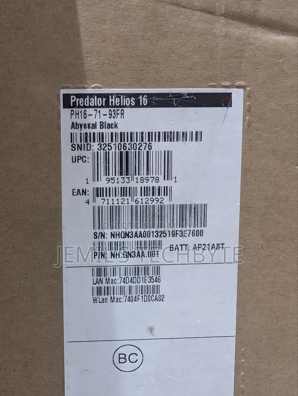 New Laptop Acer Predator Helios 16 16GB Intel Core I9 SSD 1T