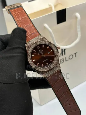 Brown Leather Hublot With Stone Dial