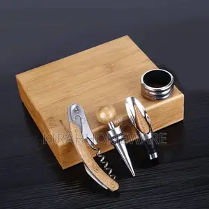 Unique Wooden Wine Opener Set