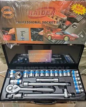 Raider 1/2"Dr Socket Set 24pcs Chrome 12pt