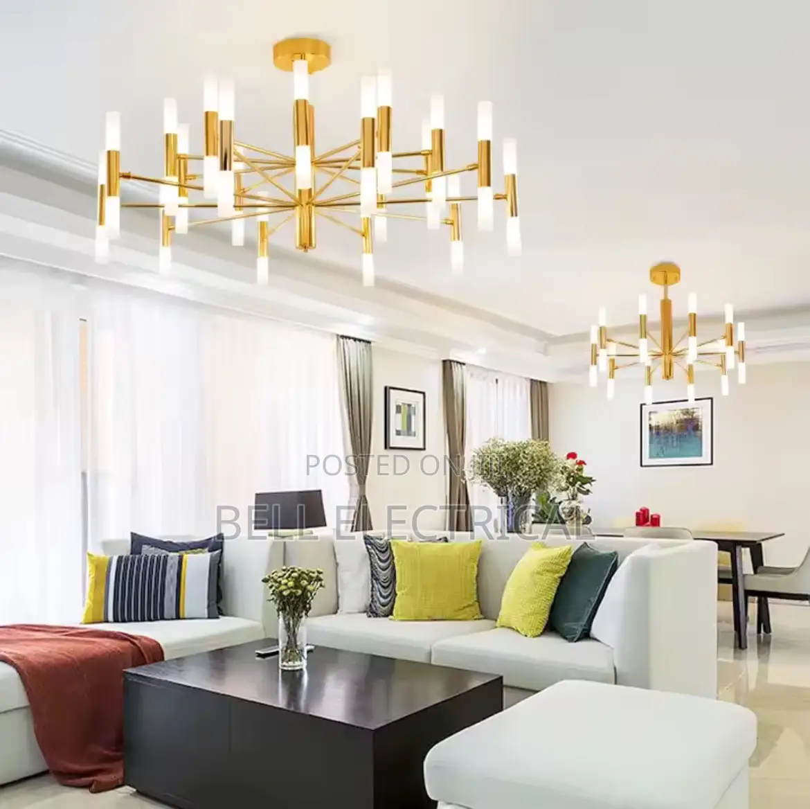 Modern Fashion Designer Black Gold Led Ceiling