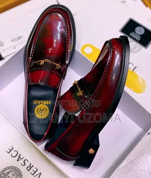 Wine Color and Black Leather Luxury Shoe