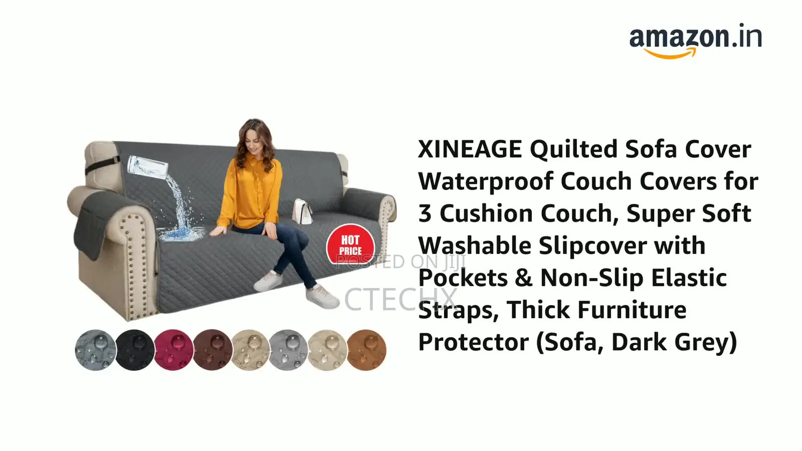 Sofa Cover For 3 Cushion Couch Water Resistant Protector