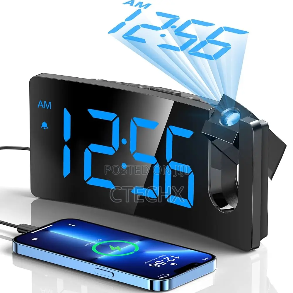 Projection Alarm Clock Digital Clock With Curved Design 180°