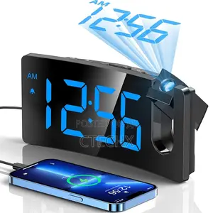 Projection Alarm Clock Digital Clock With Curved Design 180°
