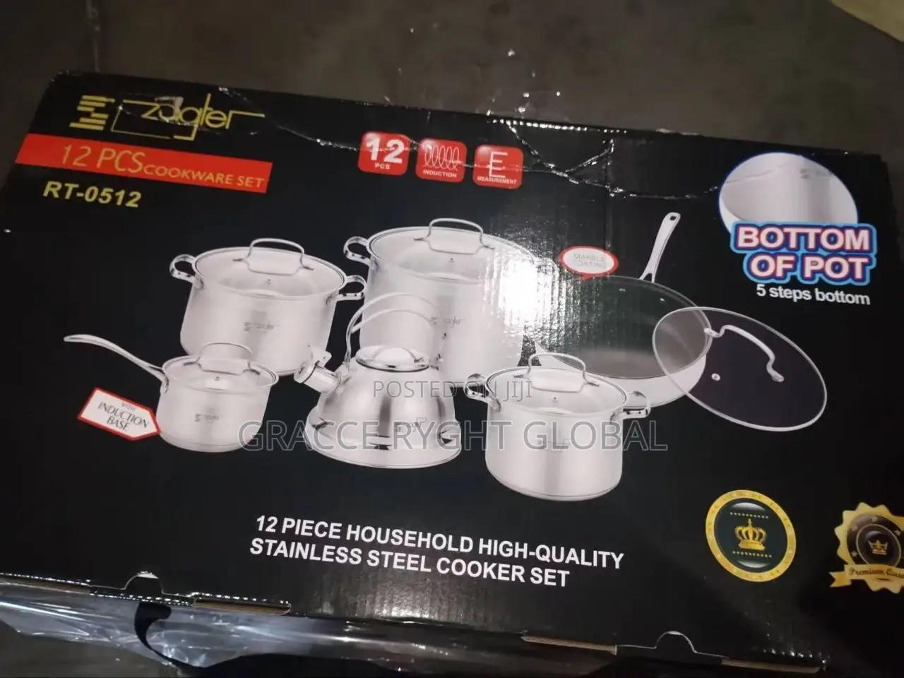 12pcs Stainless Cooking Pot Set and Kettle