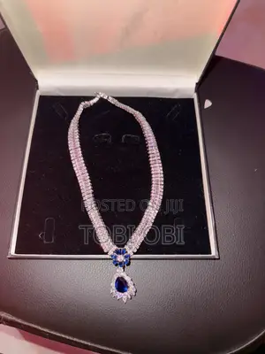 Moissanite Diamond Necklace With Lab Sapphire