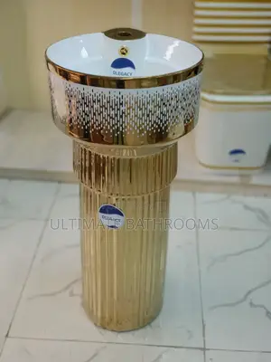 Gold Designed With White Free Standing Basin