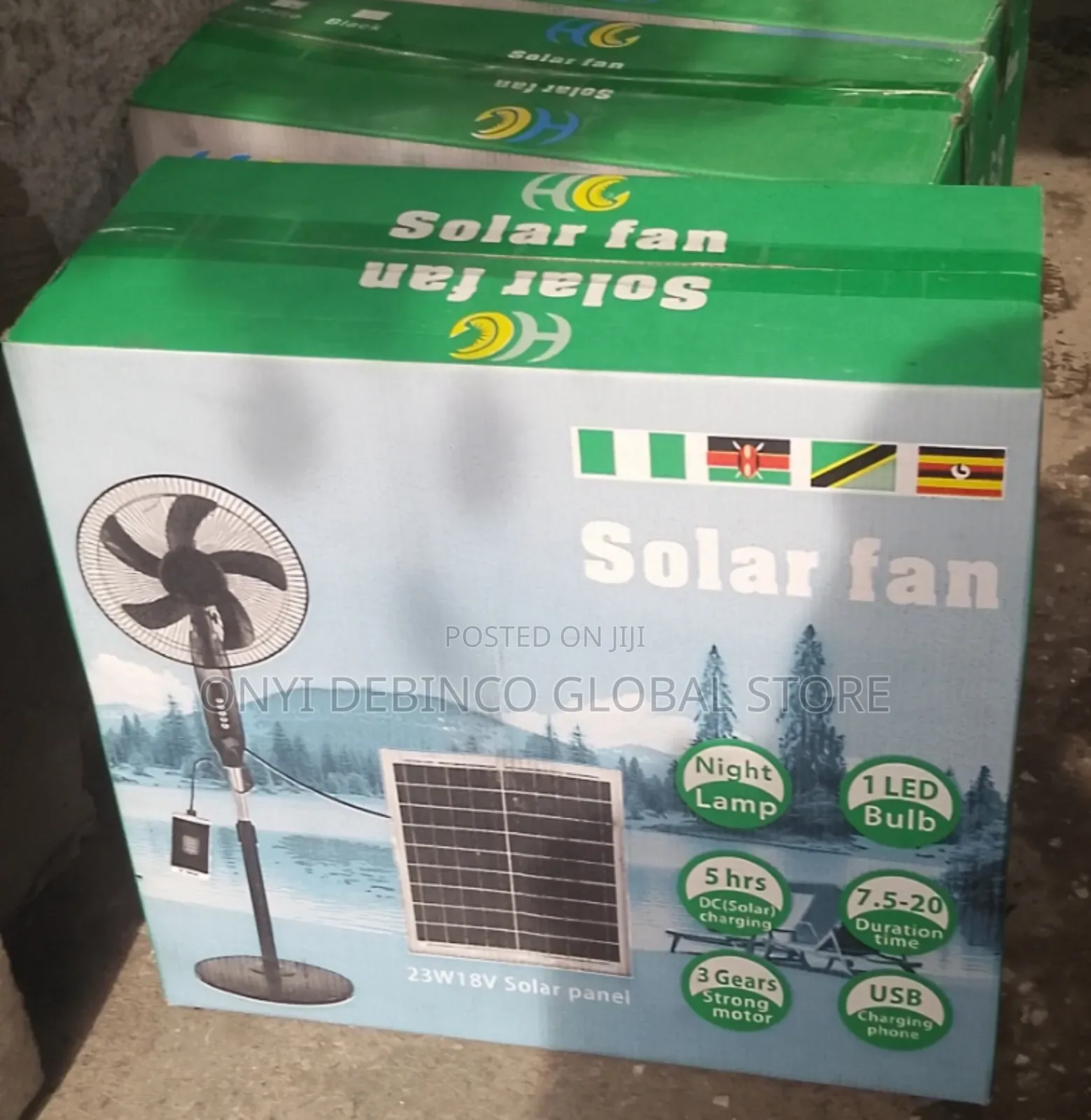 Rechargeable Standing Fan 23w 18v Solar Panel Energy Saver