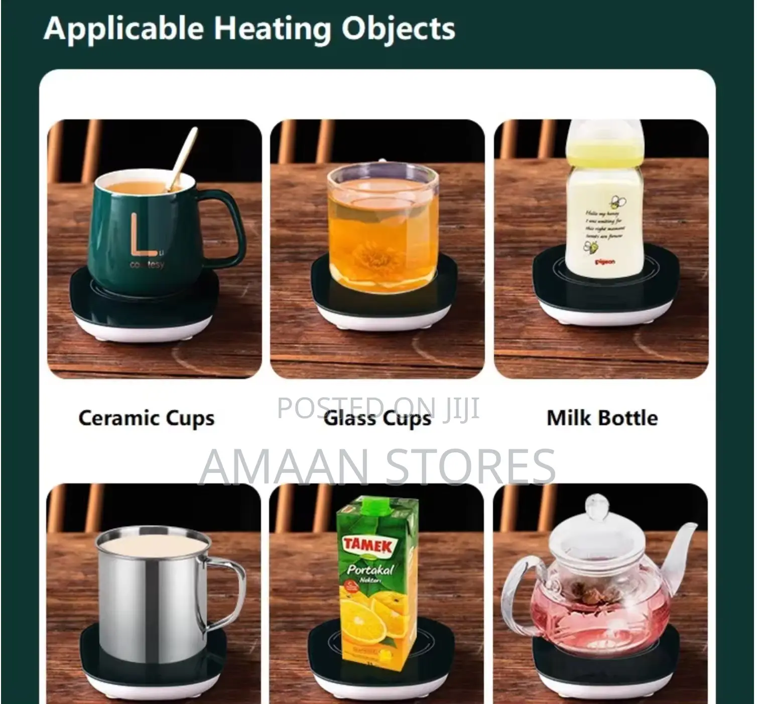 Smart Ceramic Mug With Warmer Pad – Green (Gift Set)