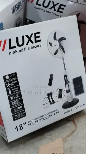 Luxe 18 Inches Rechargeable Standing Fan + Bulbs and Panel