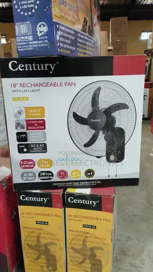 Century 18-Inch Rechargeable Wall Fan + Led Light FRCB-45