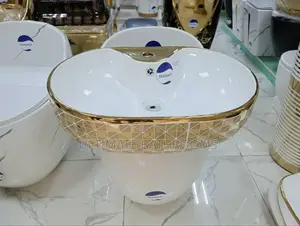 Gold and White Patterned Counter Top Basin