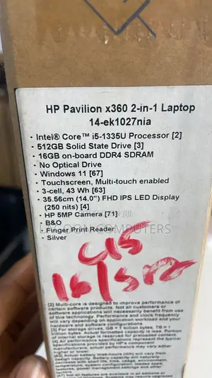 New Laptop HP Pavilion X360 14t 16GB Intel Core i5 SSD 512GB