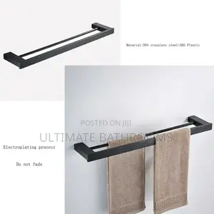 Double Matt Black Towel Bar That Doesn't Fade