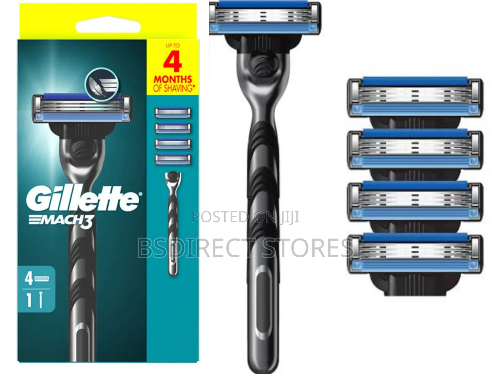 Gillette Mach 3 Razor Kit Plus 4 Blades Classic Smooth Shave