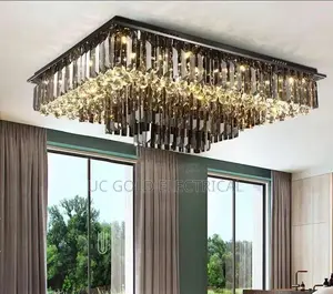 Rectangle Design Smoky Grey Crystal Ceiling for Living Room