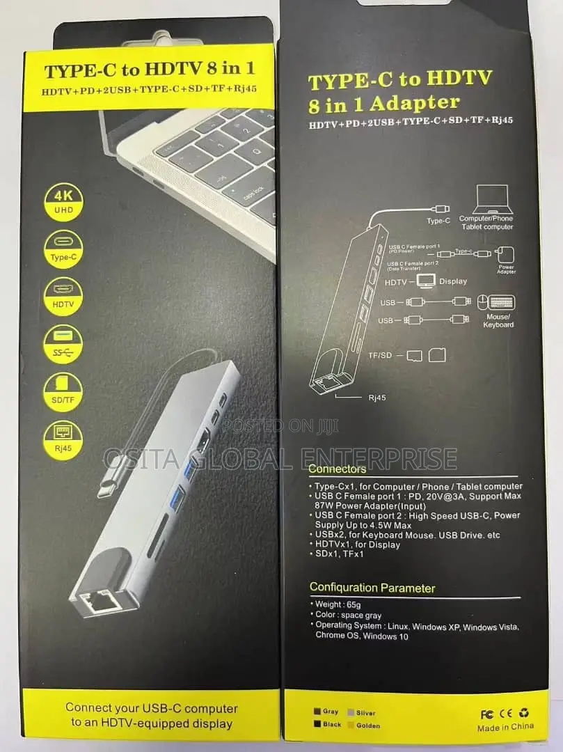 Type C to HDTV 8 in 1 Adapter