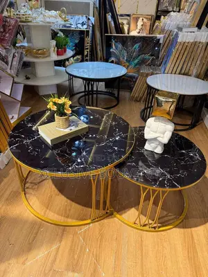 Modern Marble Round Coffee Table With Stainless Steel Frame