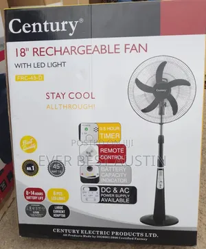 Century 18inches Rechargeable Fan Black Colour