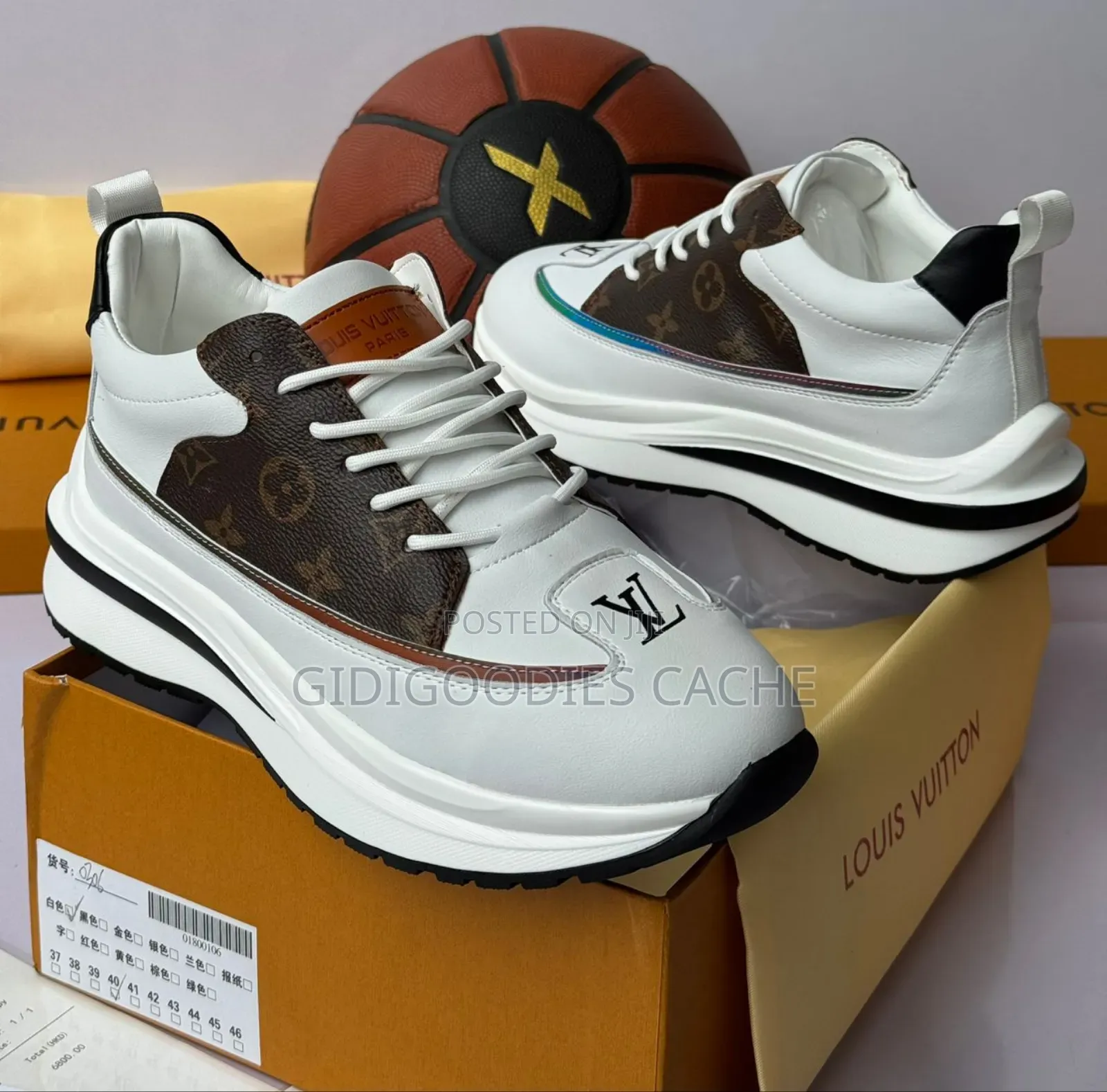 Lv White/Brown Mix Sneakers