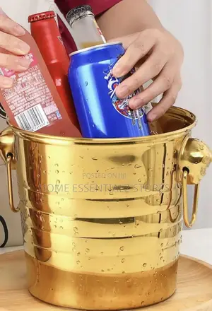 Gold Stainless Steel Beer Bucket With Binaural Handles