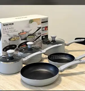 Salter Skandi 5 Piece Pan Set, 3 Pics of Pot 2 Frying Pan.