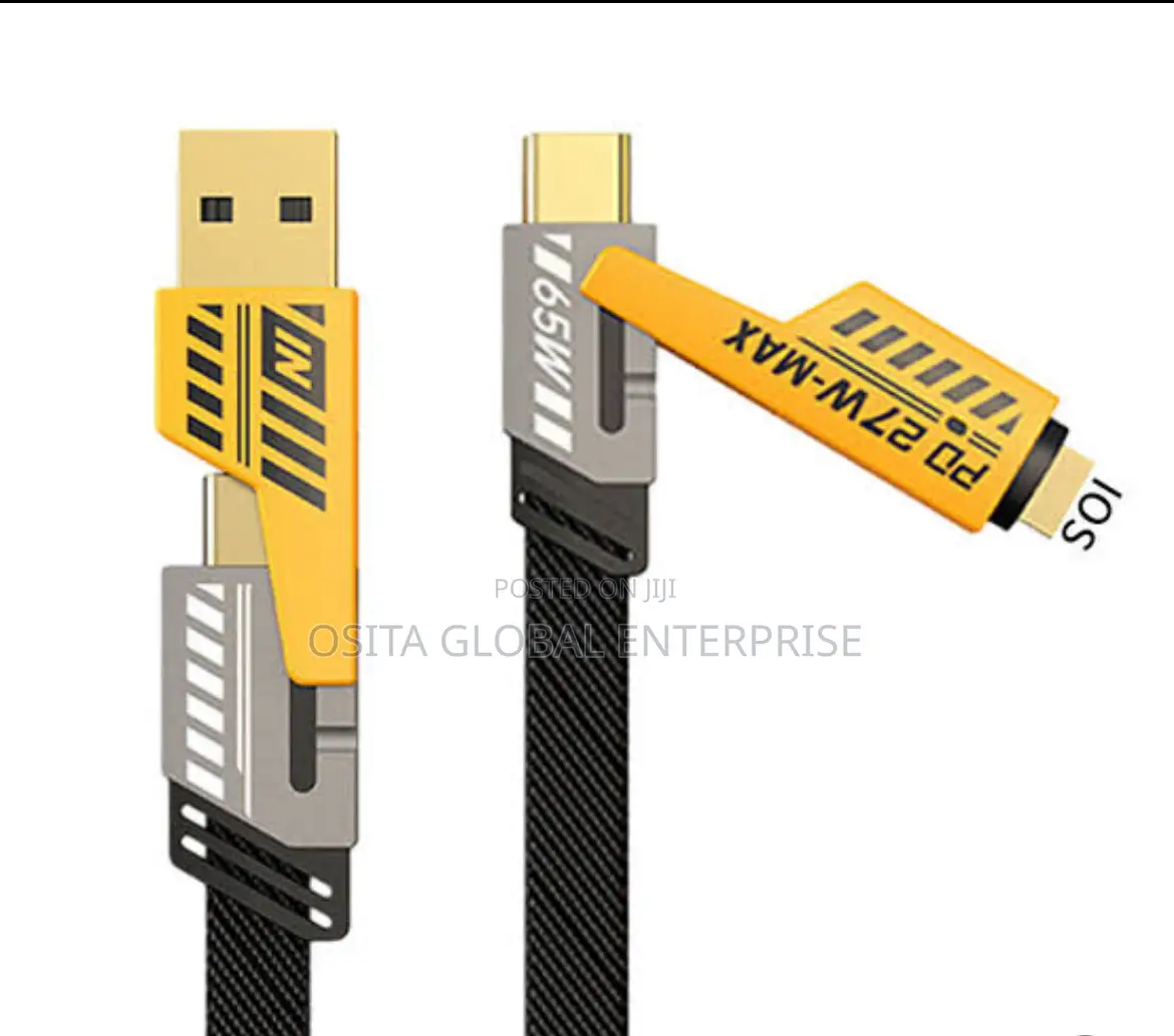 27w 4 in 1 Fast Charging Cable for Type C and iPhone Mouth