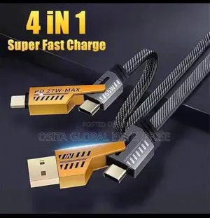 27w 4 in 1 Fast Charging Cable for Type C and iPhone Mouth