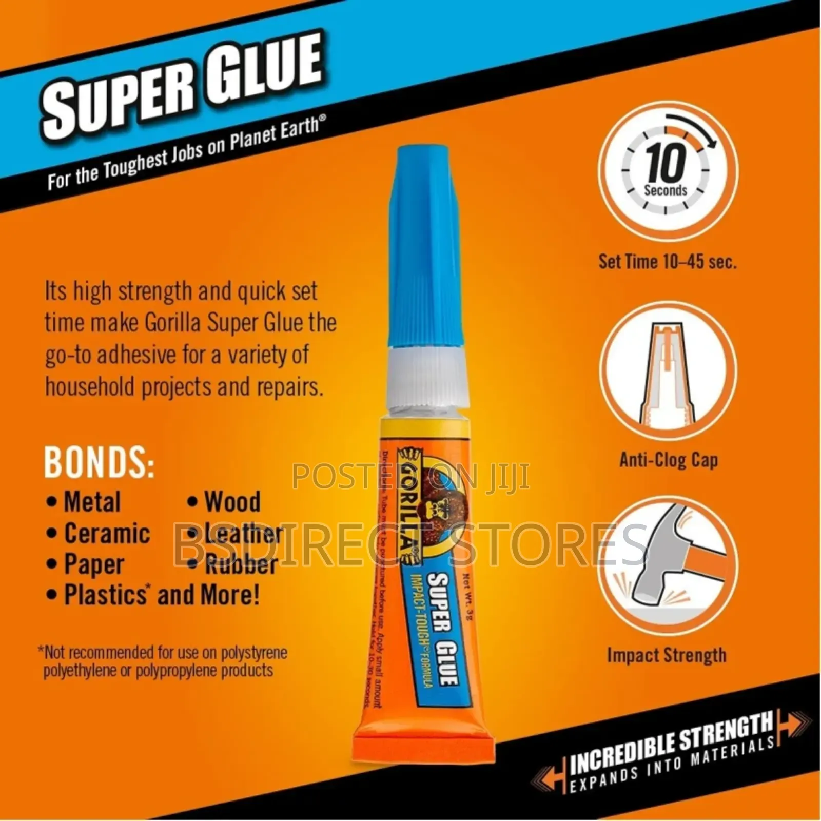 Gorilla Super Glue Permanent Liquid Transparent Clear 3 G